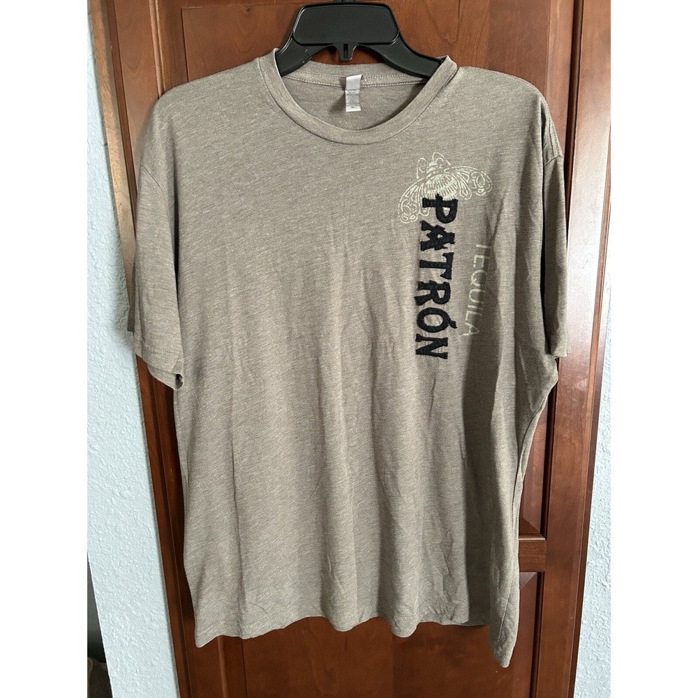Patron Tequila T Shirt Liquor Bee Graphic Gray w/ Patch Lettering Tee Men's XL